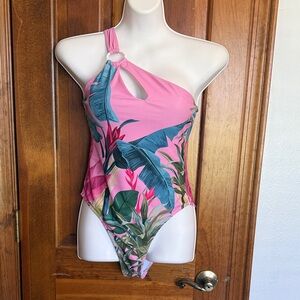 Tropical Pink Kids One Piece Swimsuit